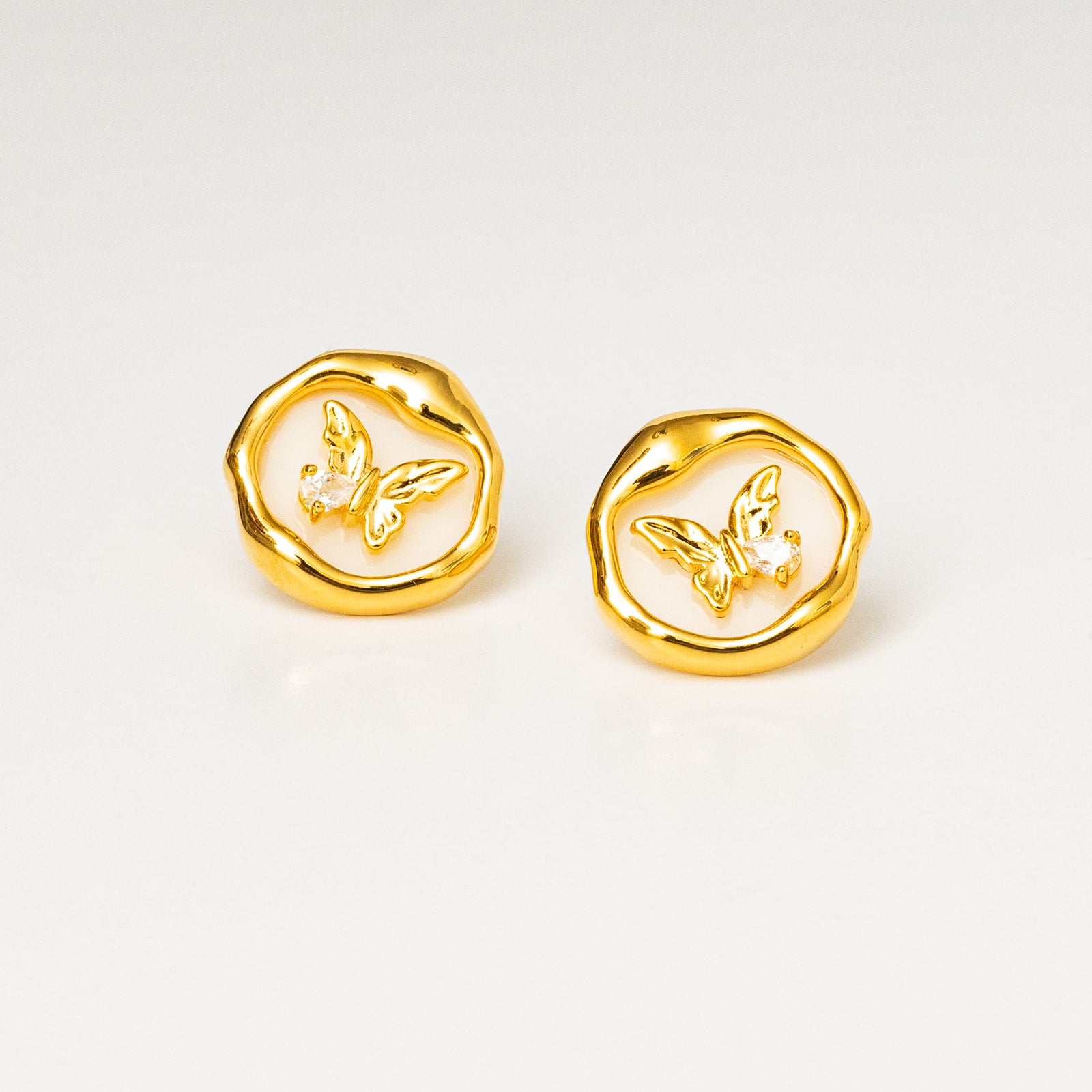 gold plated Ethereal Flutter Butterfly Stud Earrings