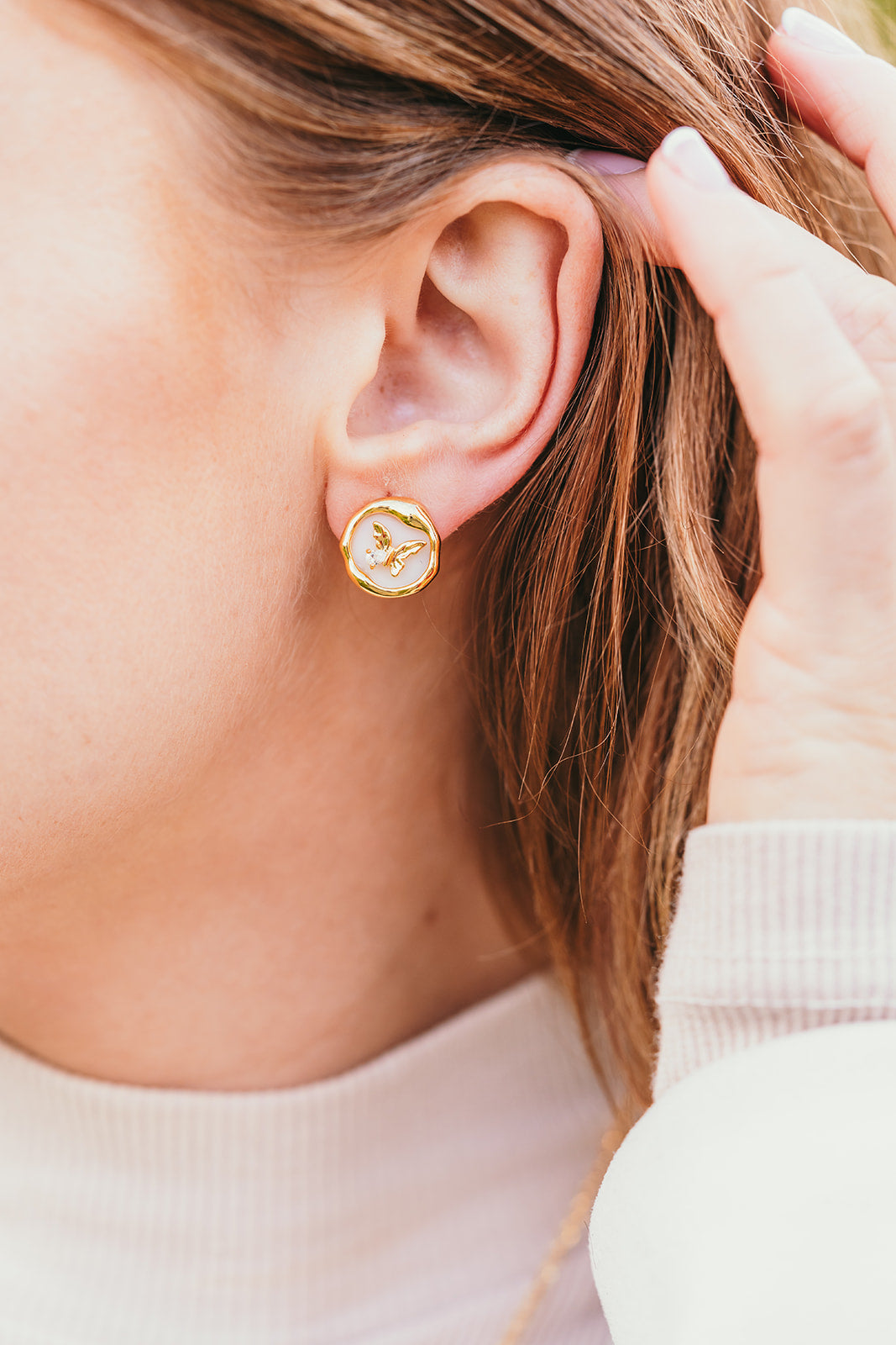 gold plated Ethereal Flutter Butterfly Stud Earrings