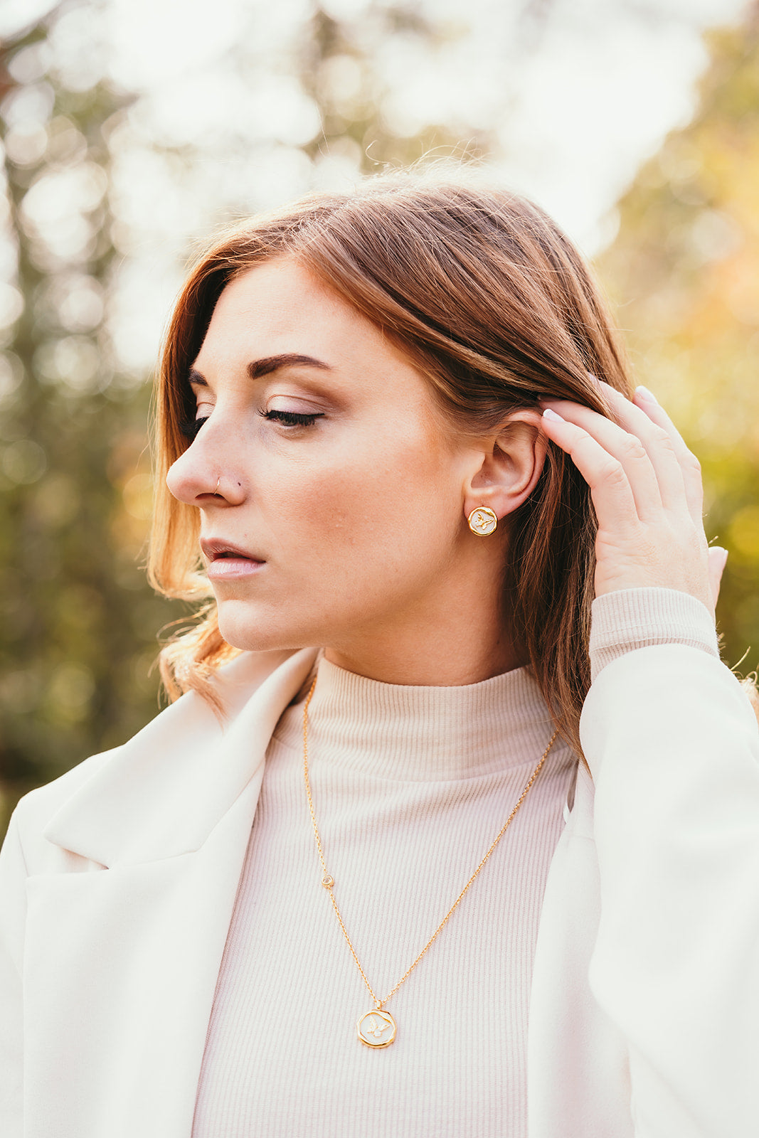 gold plated Ethereal Flutter Butterfly Stud Earrings set