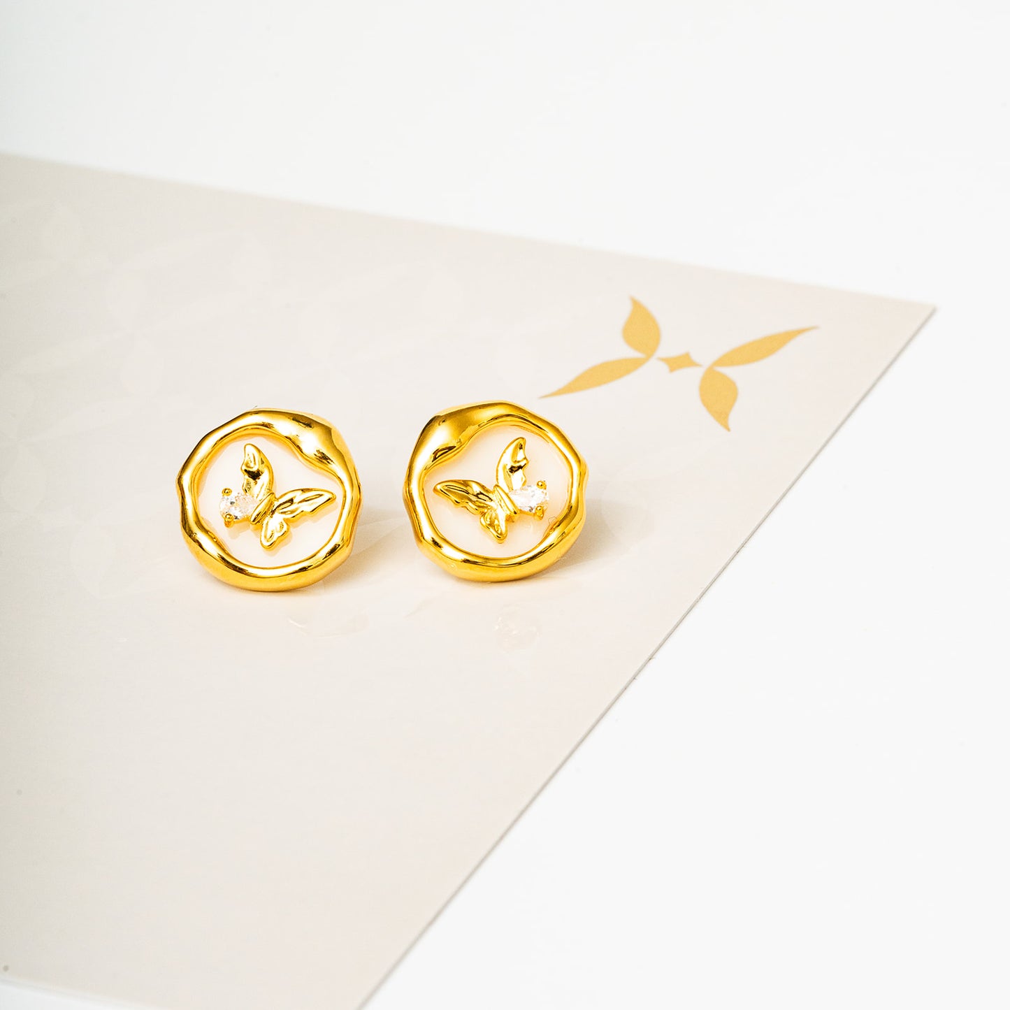 gold plated Ethereal Flutter Butterfly Stud Earrings