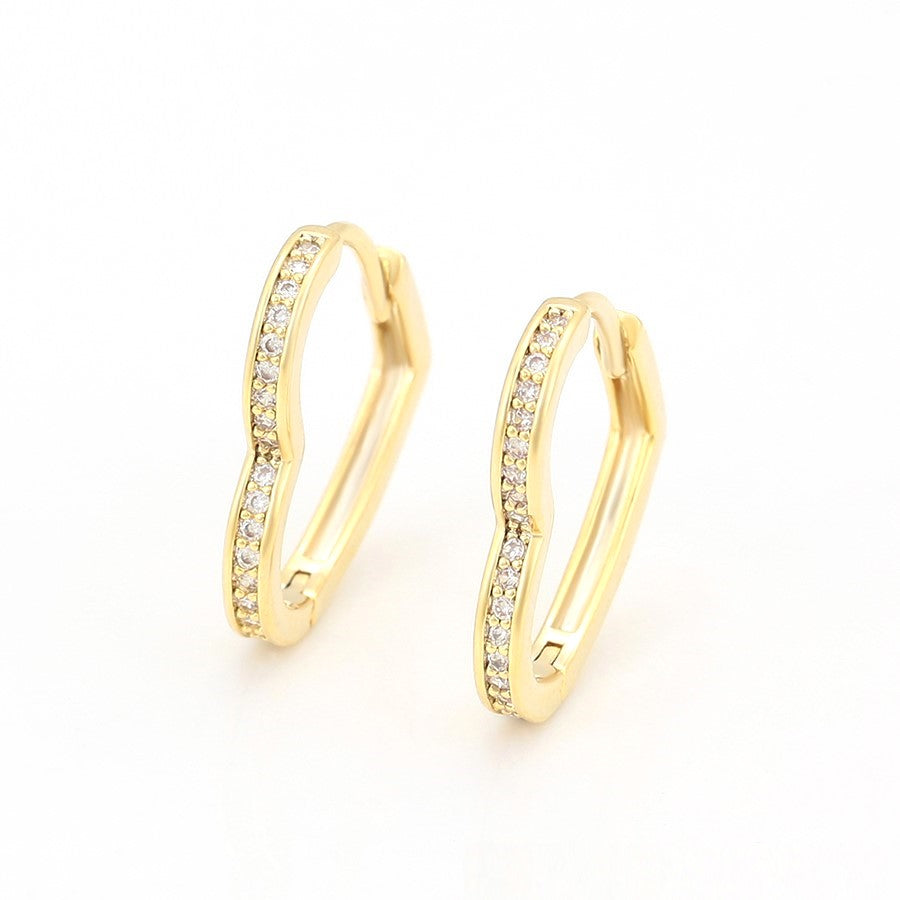 Harma jewelry 14k gold plated Essential Asymmetrical Heart Zirconia Hoop Earrings