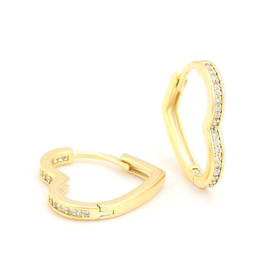 Harma jewelry 14k gold plated Essential Asymmetrical Heart Zirconia Hoop Earrings