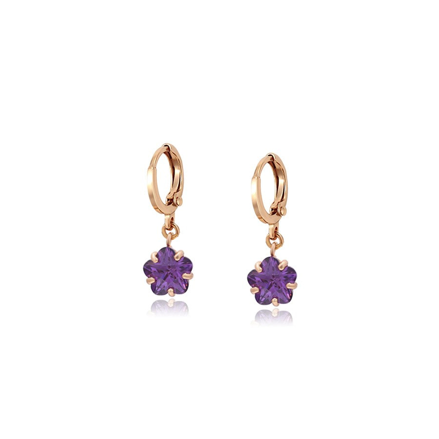 Harma Girls Innocent Purple Flower Earrings
