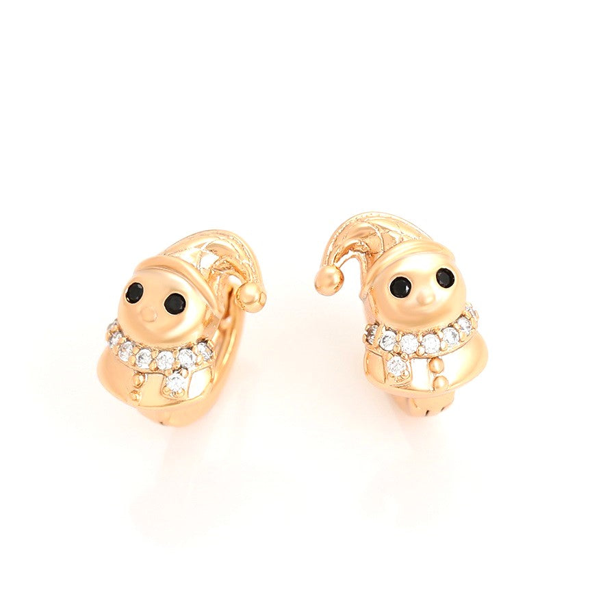 Harma Girls 18k gold plated Cuddly Snowman Hoop Earrings