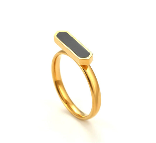 Harma jewelry vogue collection 24k gold plated Alluring Black Hexagon Ring