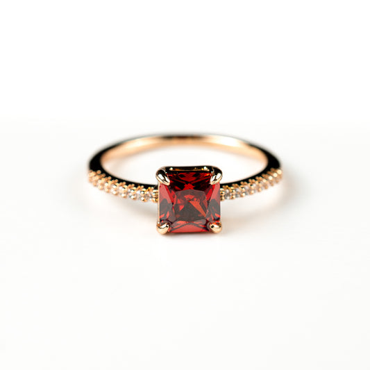 Harma jewelry 18k gold plated Aspiring Ruby Princess Cut Ring