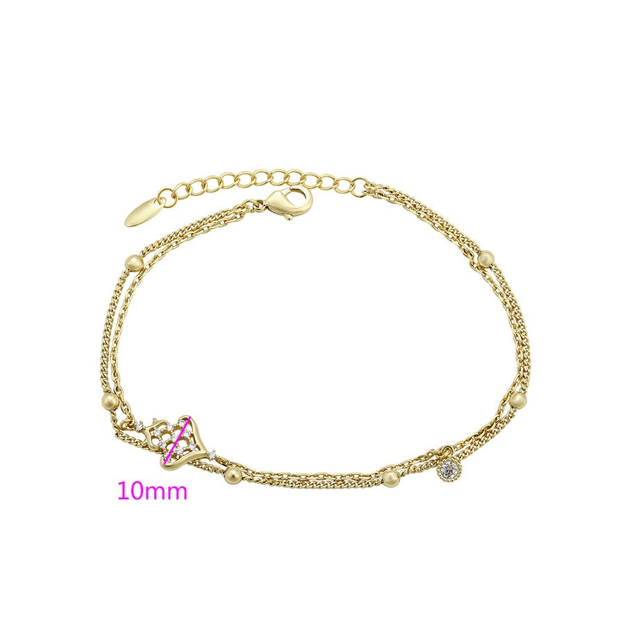 Harma jewelry 14k gold plated Divine Mihrab Double Chain Zirconia Bracelet