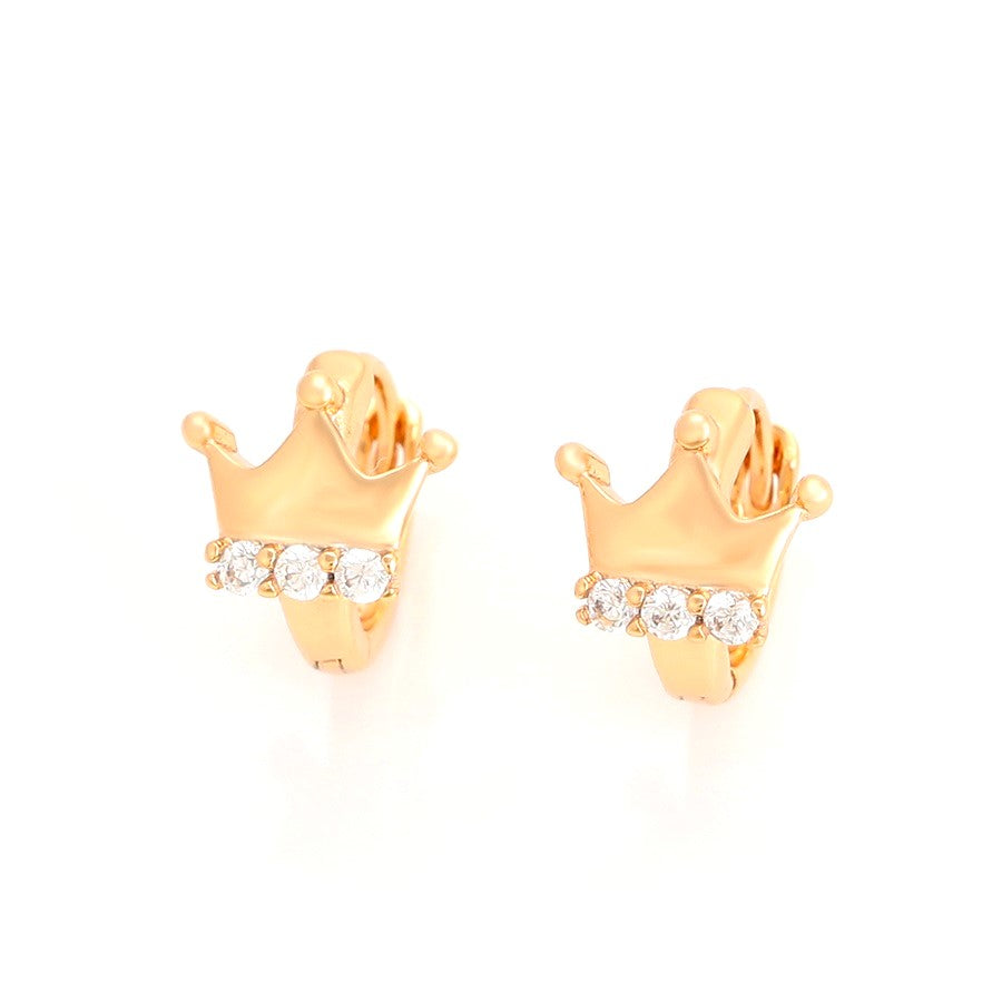 Harma Girls 18k gold plated Own your Crown Hoop Earrings