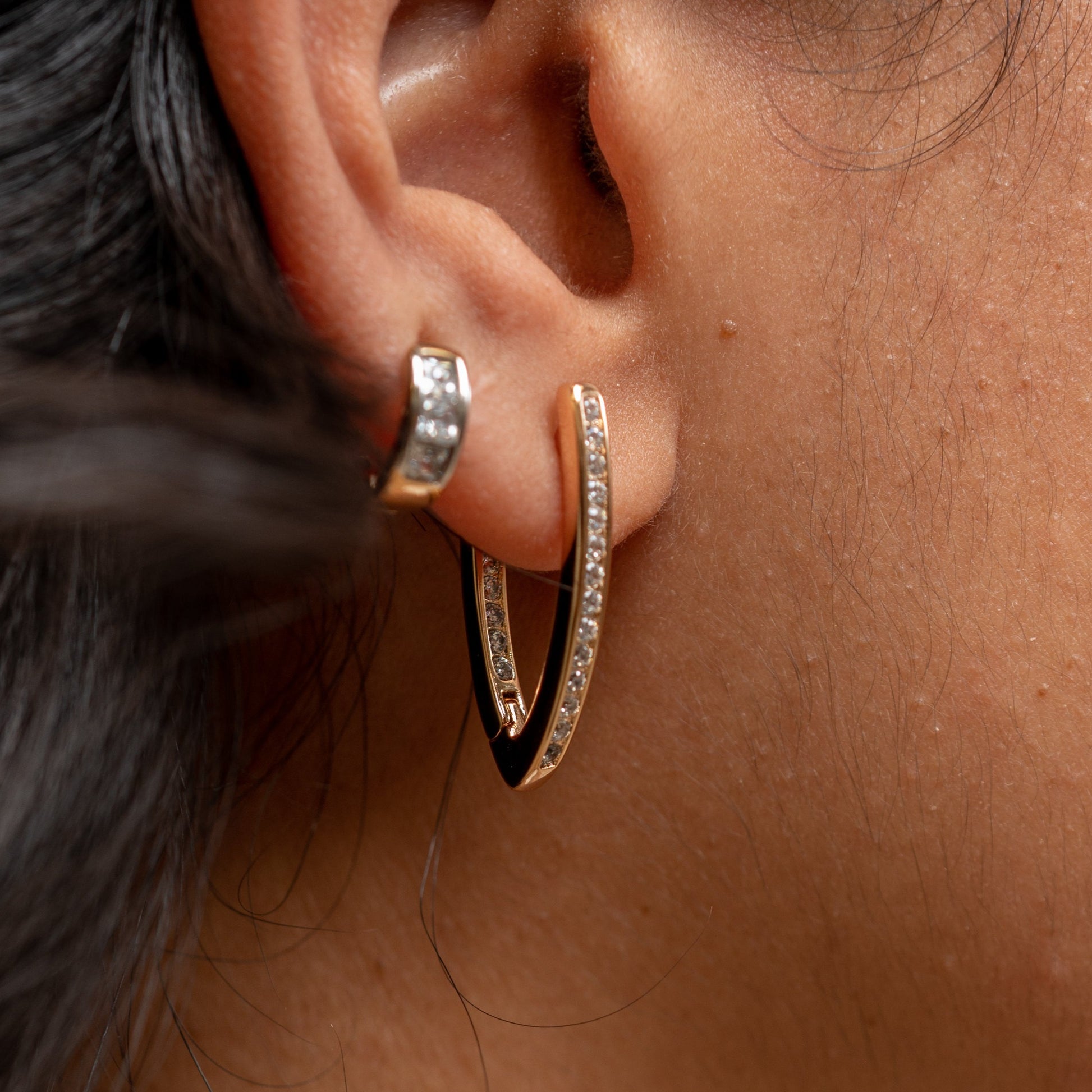 Inside Out Gold V-Huggie Earrings