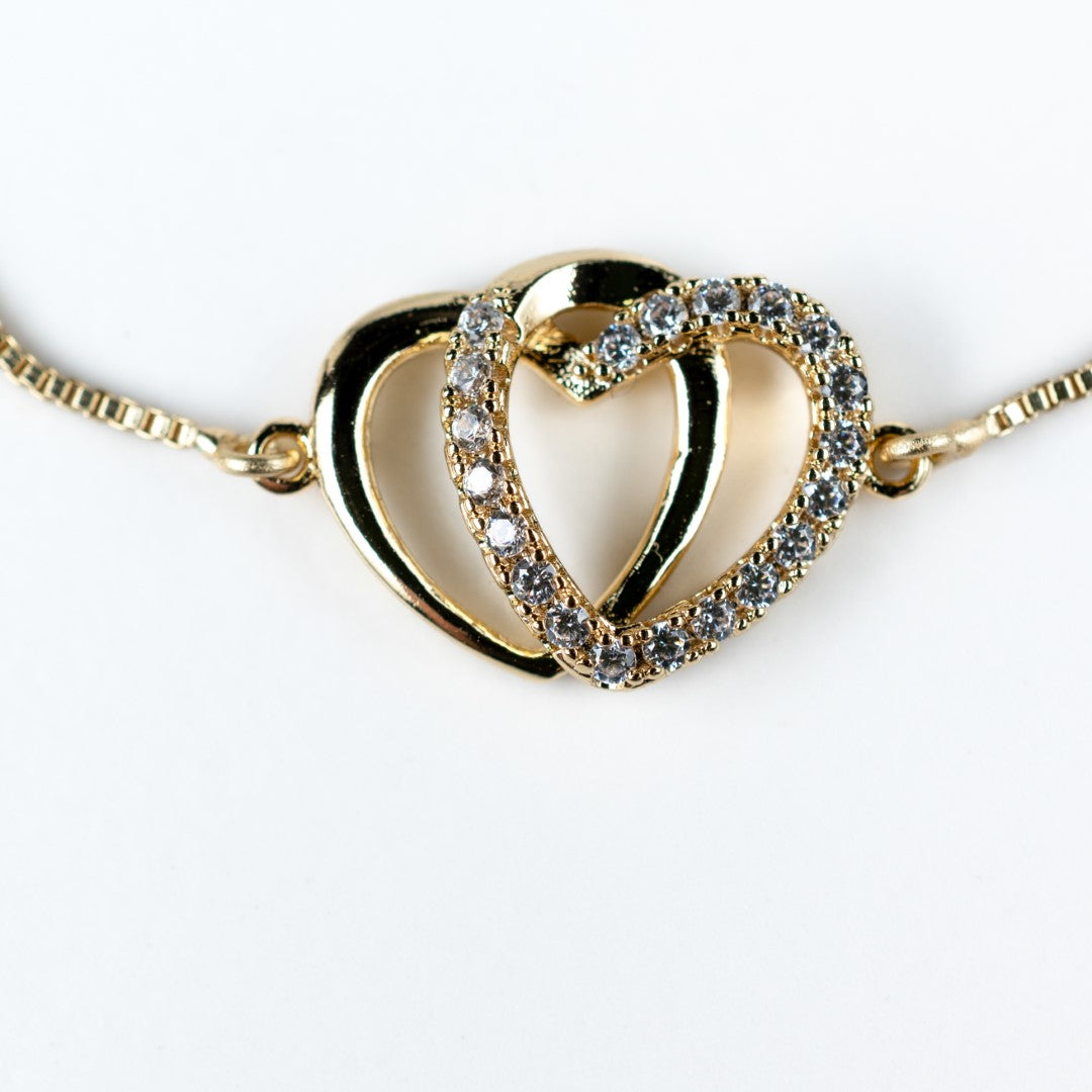 Love More Double Heart Chain Bracelet - HARMA