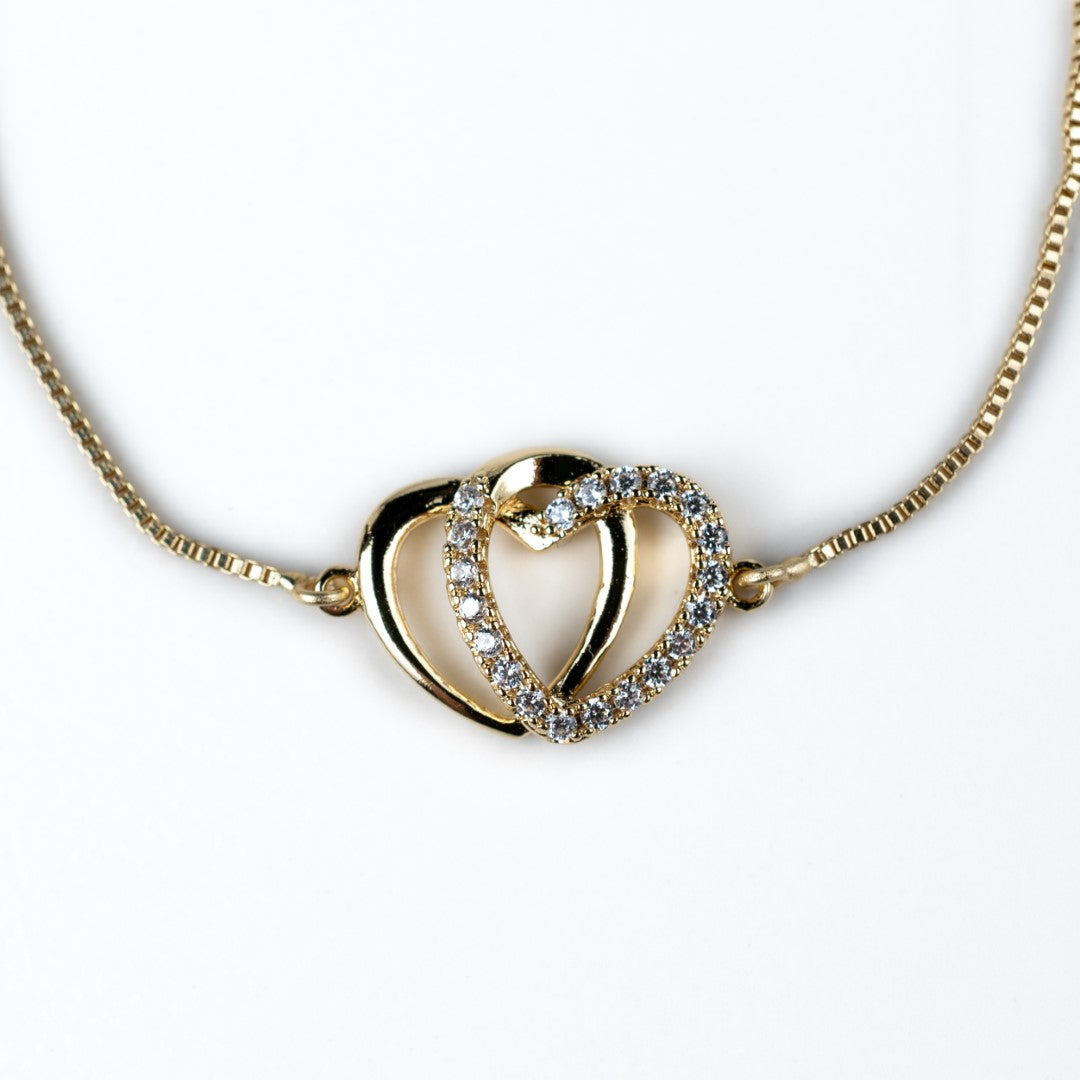 Love More Double Heart Chain Bracelet - HARMA