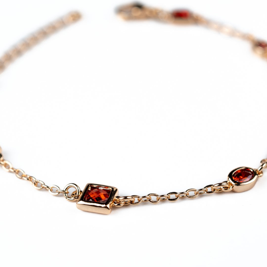 Harma jewelry 18k gold plated Aspiring Ruby Princess Cut Bracelet
