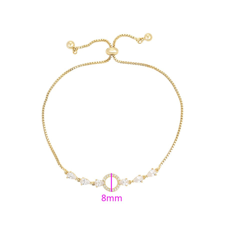 harma jewelry dawn collection 14k gold plated Back to Core Pear Cut Zirconia Adjustable Bolo Bracelet