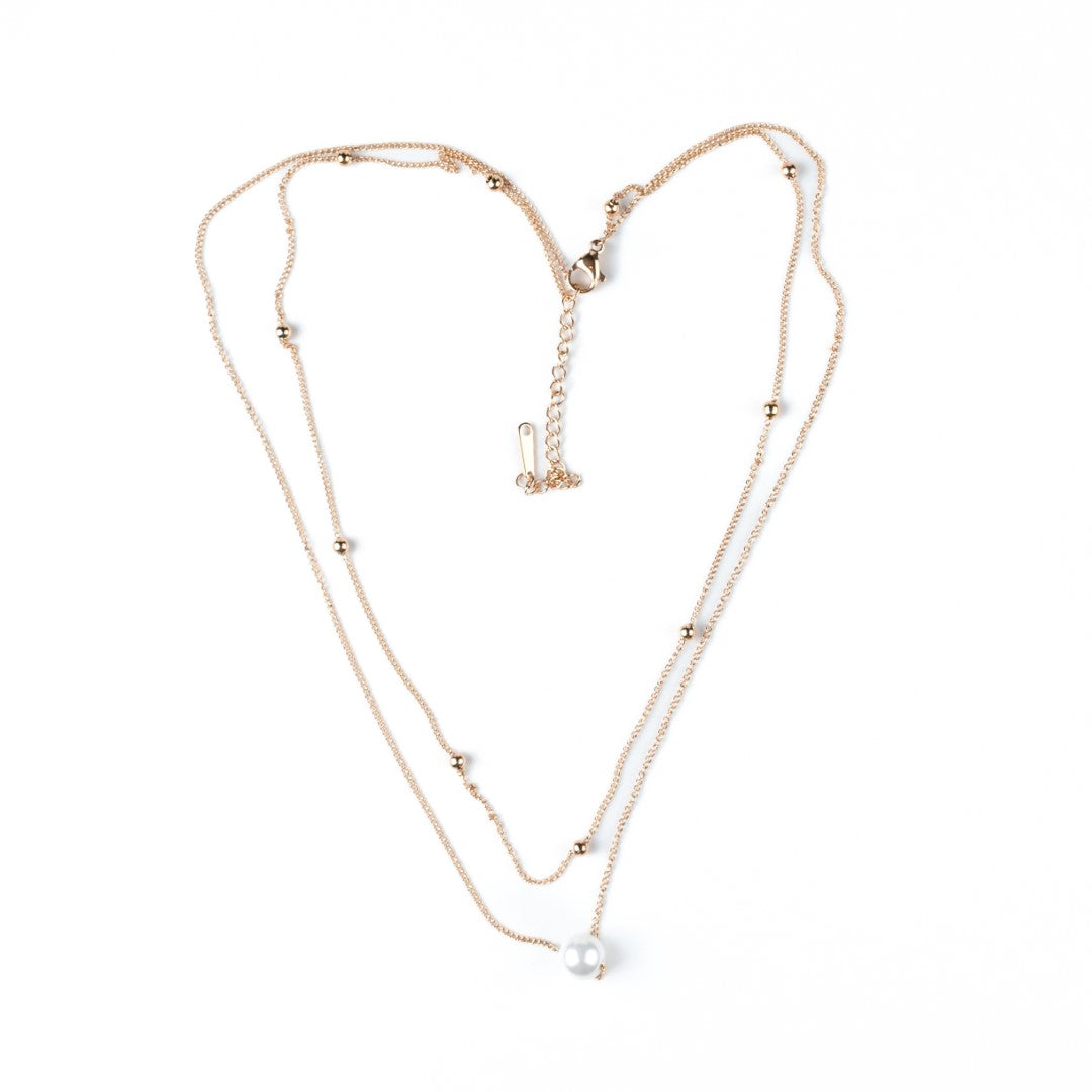 Fresh Start Pearl Double Chain Necklace - HARMA