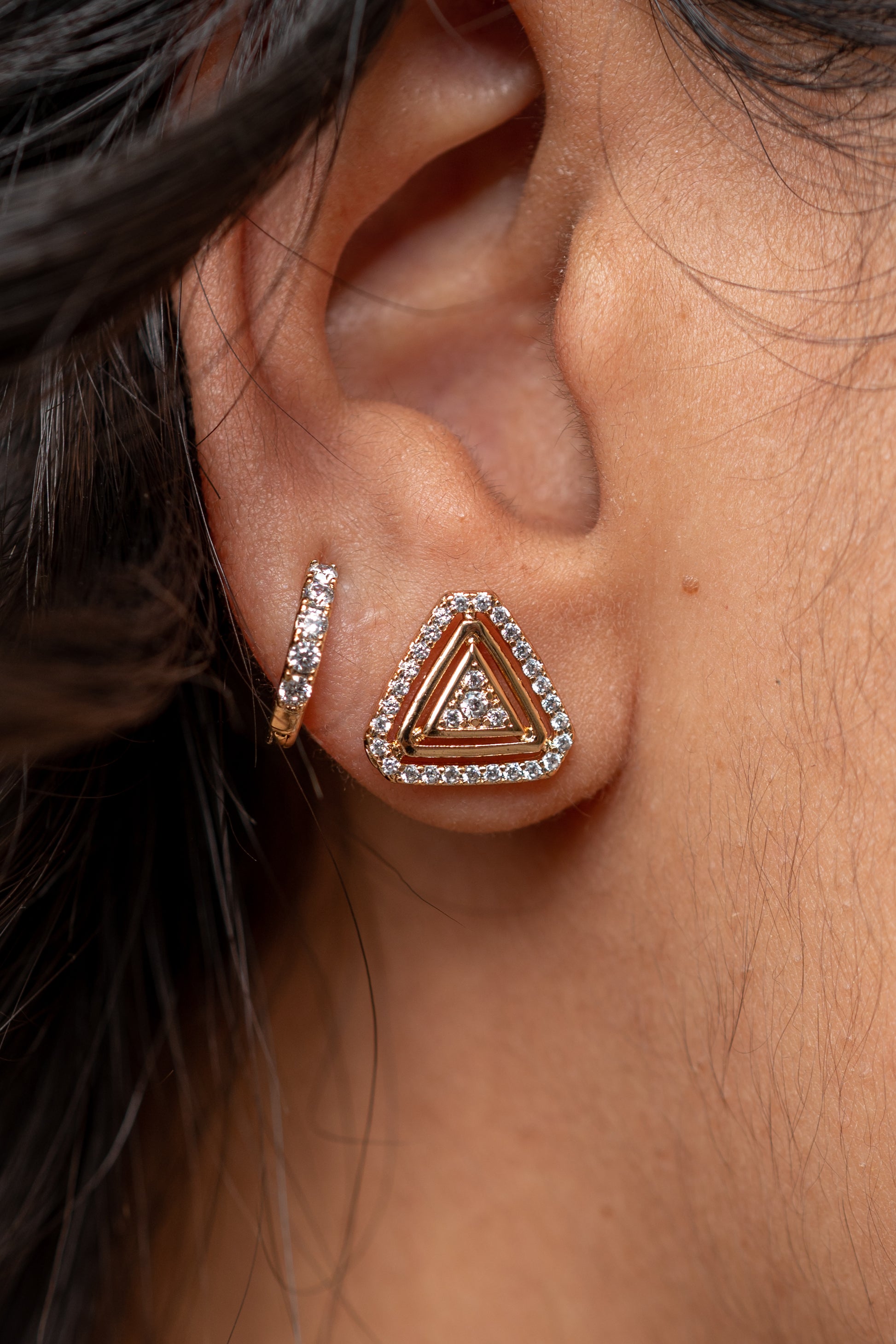 harma jewelry 18k gold plated Perfect Balance Triangle Stud Earrings