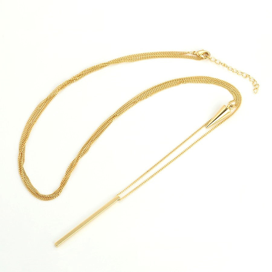 Harma Jewelry divine collection 14k gold plated Glorious Bar and Spike Double Necklace