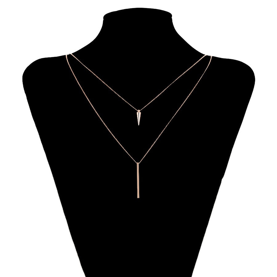 Harma Jewelry divine collection 14k gold plated Glorious Bar and Spike Double Necklace