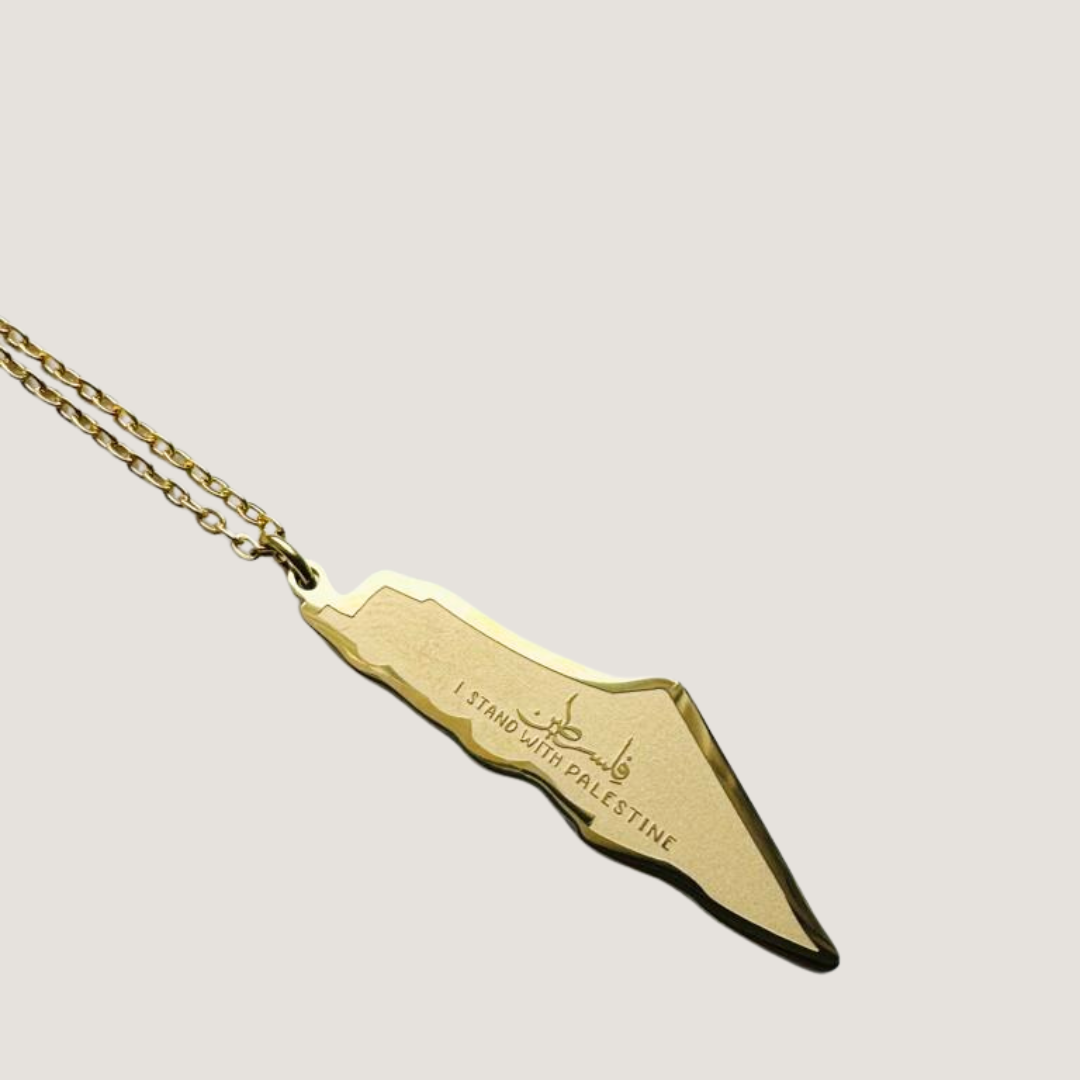 Harma jewelry gold plated Life Worth Living Palestine Map Necklace
