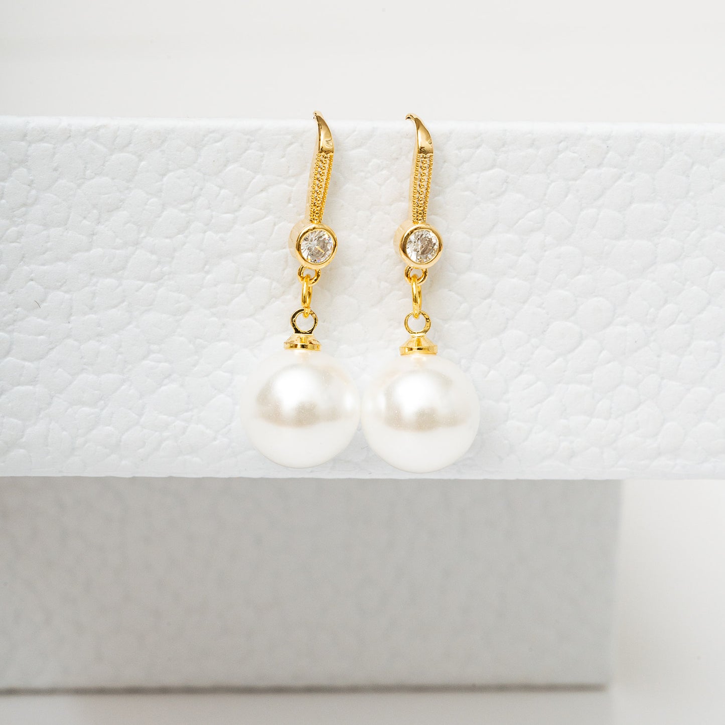 harma gold plated Pearl Drop Fish Hook Earrings