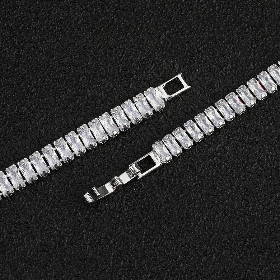 platinum plated tennis bracelet harma jewelry baguette cut stones