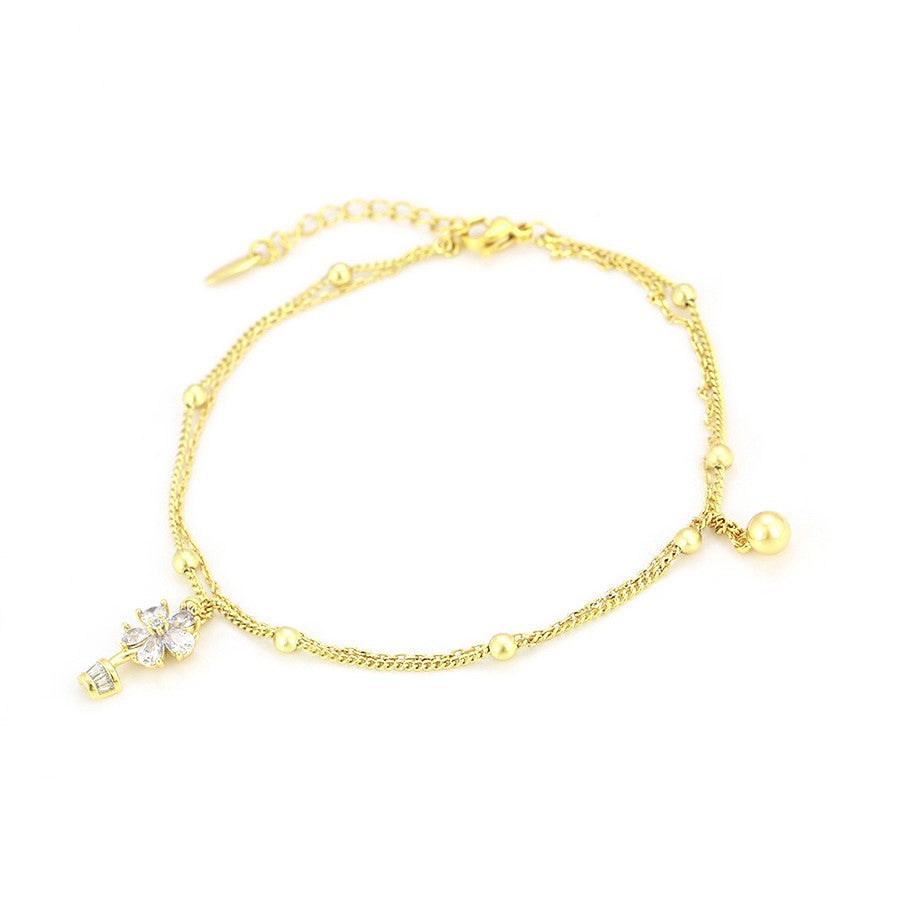 Harma jewelry dawn collection 14k gold plated Flower Pot Double Chain Anklet