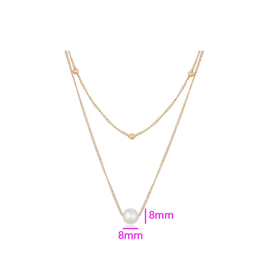 harma jewelry 18k gold plated stainless steel Fresh Start Pearl Double Chain Necklace