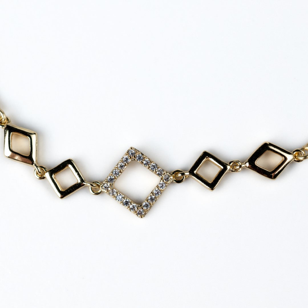 Harma jewelry dawn collection 14k gold plated Halo Diamonds Luxurious Zirconia Adjustable Bolo Bracelet