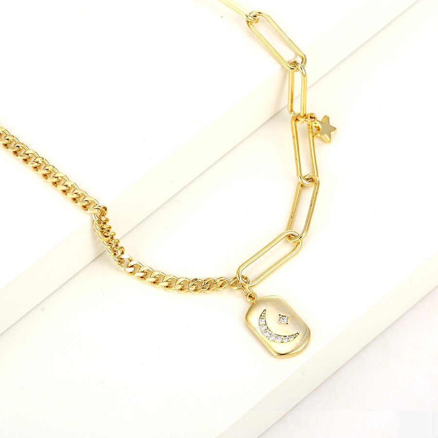 Harma jewelry 14k gold plated divine collection Moon and Star Link Bracelet