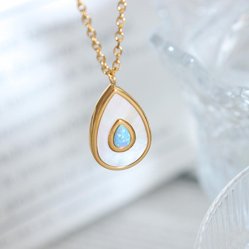 harma jewelry 18k gold plated Pure Seashell tear drop Droplet Necklace